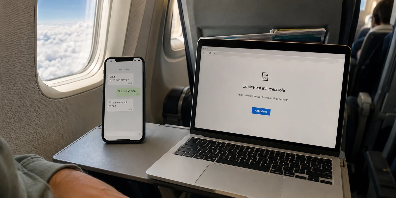 Le Wi-Fi de l’avion et le VPN qui coupe les messages