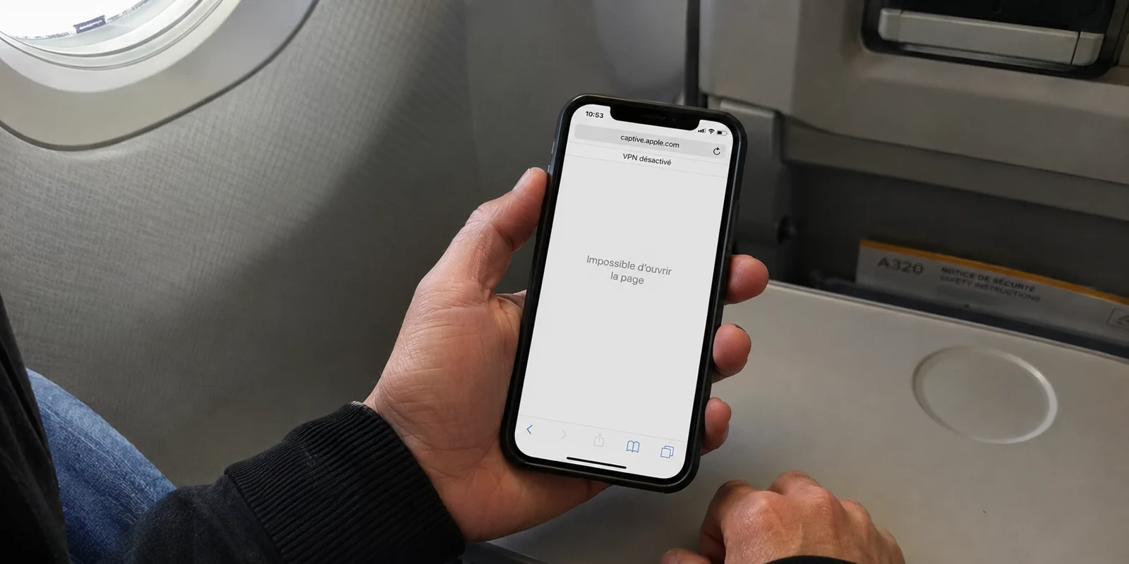 Pourquoi le portail Wi-Fi d’un avion peut-il rester blanc sur iPhone quand le VPN est déjà actif ?
